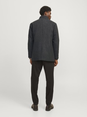 Jack & Jones:JACK&JONES ESSENTIALS JJEHARRISON WOOL BLEND JACKET SN Dark Grey Melange/HERRINGBONE | Freewear JJEHARRISON WOOL BLEND JACKET SN - www.freewear.nl - Freewear