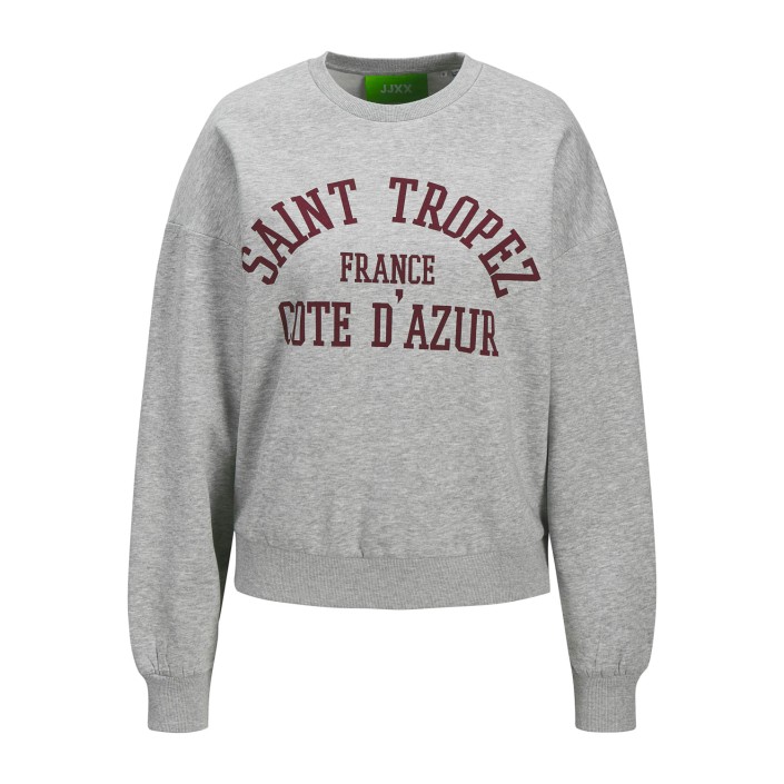 JACK&JONES ORIGINALS JXMERLE RLX SHORT LS CREW SWT LN Light Grey Melange/SAINT TROPEZ | Freewear JXMERLE RLX SHORT LS CREW SWT LN - www.freewear.nl - Freewear