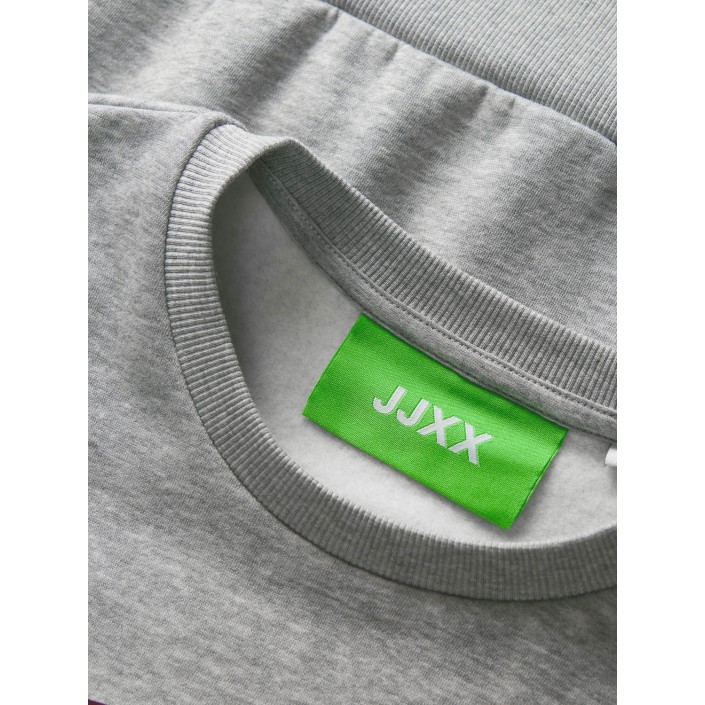 JACK&JONES ORIGINALS JXMERLE RLX SHORT LS CREW SWT LN Light Grey Melange/SAINT TROPEZ | Freewear JXMERLE RLX SHORT LS CREW SWT LN - www.freewear.nl - Freewear