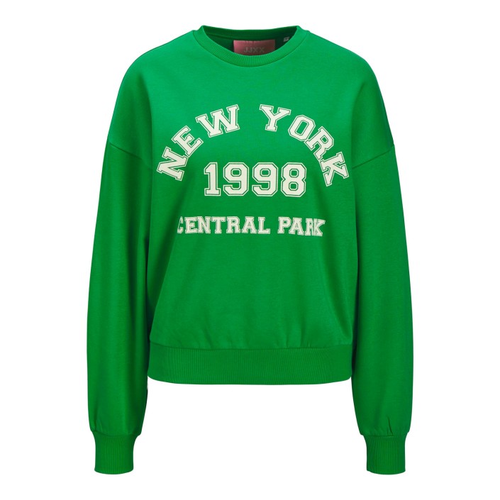 JACK&JONES ORIGINALS JXMERLE RLX SHORT LS CREW SWT LN Green Bee/NEW YORK | Freewear JXMERLE RLX SHORT LS CREW SWT LN - www.freewear.nl - Freewear