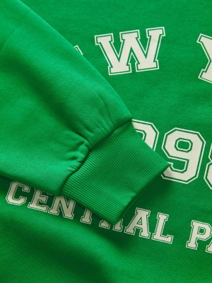 JACK&JONES ORIGINALS JXMERLE RLX SHORT LS CREW SWT LN Green Bee/NEW YORK | Freewear JXMERLE RLX SHORT LS CREW SWT LN - www.freewear.nl - Freewear