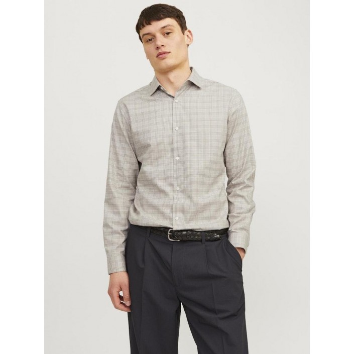 JACK%JONES PREMIUM JPRBLAPARKER CHECK L/S SHIRT SN Greige/SLIM FIT | Freewear JPRBLAPARKER CHECK L/S SHIRT SN - www.freewear.nl - Freewear