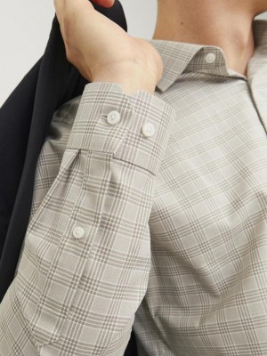 JACK%JONES PREMIUM JPRBLAPARKER CHECK L/S SHIRT SN Greige/SLIM FIT | Freewear JPRBLAPARKER CHECK L/S SHIRT SN - www.freewear.nl - Freewear