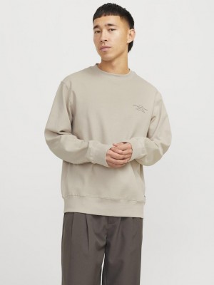 JACK%JONES PREMIUM JPRBLACHAD BRANDING SWEAT CREW NECK: Silver Lining | Freewear JPRBLACHAD BRANDING SWEAT CREW NECK: - www.freewear.nl - Freewear