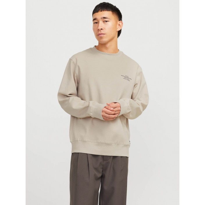 JACK%JONES PREMIUM JPRBLACHAD BRANDING SWEAT CREW NECK: Silver Lining/White Print | Freewear JPRBLACHAD BRANDING SWEAT CREW NECK: - www.freewear.nl - Freewear