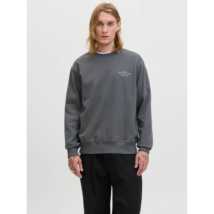JACK%JONES PREMIUM JPRBLACHAD BRANDING SWEAT CREW NECK: Volcanic Ash | Freewear JPRBLACHAD BRANDING SWEAT CREW NECK: - www.freewear.nl - Freewear