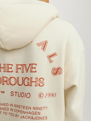 jack en jones boys JORBROOKLYN BACK SWEAT HOOD JNR Buttercream/VOLUME | Freewear JORBROOKLYN BACK SWEAT HOOD JNR - www.freewear.nl - Freewear