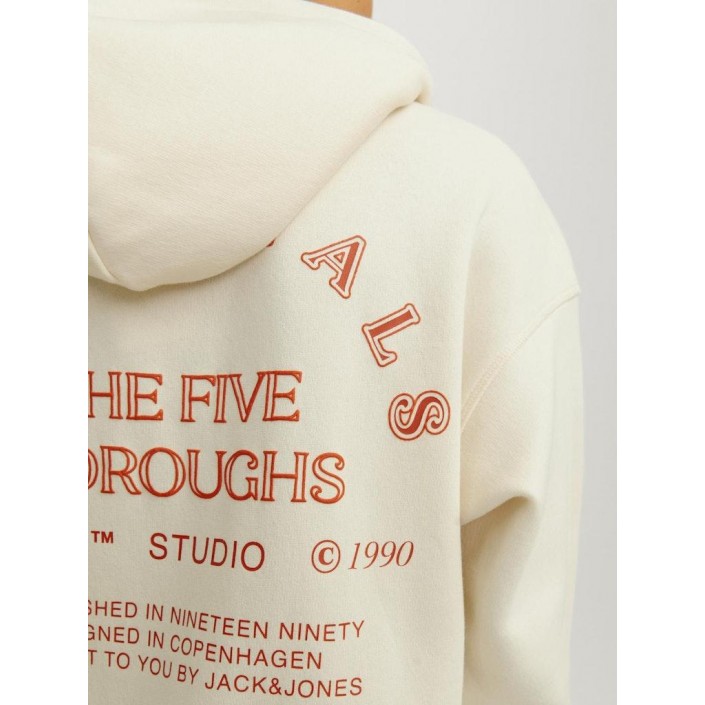 jack en jones boys JORBROOKLYN BACK SWEAT HOOD JNR Buttercream/VOLUME | Freewear JORBROOKLYN BACK SWEAT HOOD JNR - www.freewear.nl - Freewear