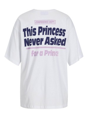 JACK&JONES ORIGINALS JXMILLOW LOOSE SS TEE JRS Bright White/THIS PRINCESS NEVER | Freewear JXMILLOW LOOSE SS TEE JRS - www.freewear.nl - Freewear