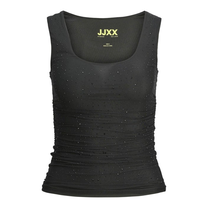 JACK&JONES ORIGINALS JXKIA SAGA SL SHINE REV TOP WVN Black/BLACK RINESTONE | Freewear JXKIA SAGA SL SHINE REV TOP WVN - www.freewear.nl - Freewear