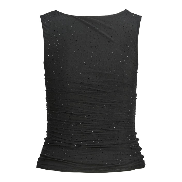 JACK&JONES ORIGINALS JXKIA SAGA SL SHINE REV TOP WVN Black/BLACK RINESTONE | Freewear JXKIA SAGA SL SHINE REV TOP WVN - www.freewear.nl - Freewear