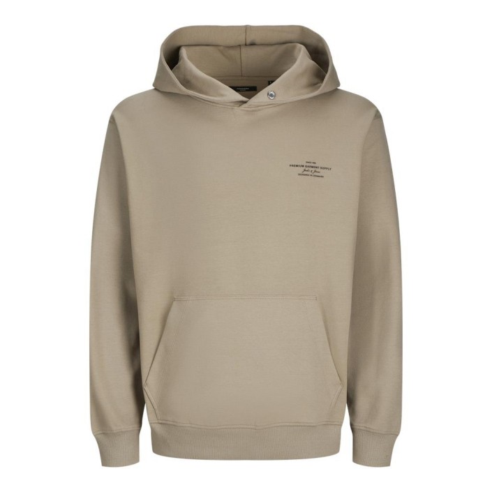JACK%JONES PREMIUM JPRBLACHAD BRANDING SWEAT HOOD SN Greige | Freewear JPRBLACHAD BRANDING SWEAT HOOD SN - www.freewear.nl - Freewear