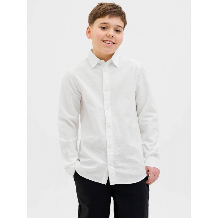 jack en jones boys JJEBREEZE LINEN BLEND SHIRT LS SN J: White | Freewear JJEBREEZE LINEN BLEND SHIRT LS SN J: - www.freewear.nl - Freewear