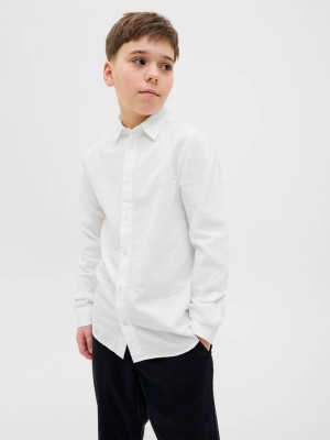 jack en jones boys JJEBREEZE LINEN BLEND SHIRT LS SN J: White | Freewear JJEBREEZE LINEN BLEND SHIRT LS SN J: - www.freewear.nl - Freewear