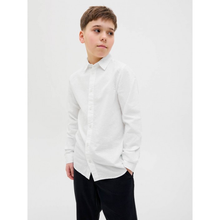 jack en jones boys JJEBREEZE LINEN BLEND SHIRT LS SN J: White | Freewear JJEBREEZE LINEN BLEND SHIRT LS SN J: - www.freewear.nl - Freewear