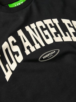 JACK&JONES ORIGINALS JXMERLE SPRING RLX SHORT LS CREW SW: Black/LOS ANGELES | Freewear JXMERLE SPRING RLX SHORT LS CREW SW: - www.freewear.nl - Freewear