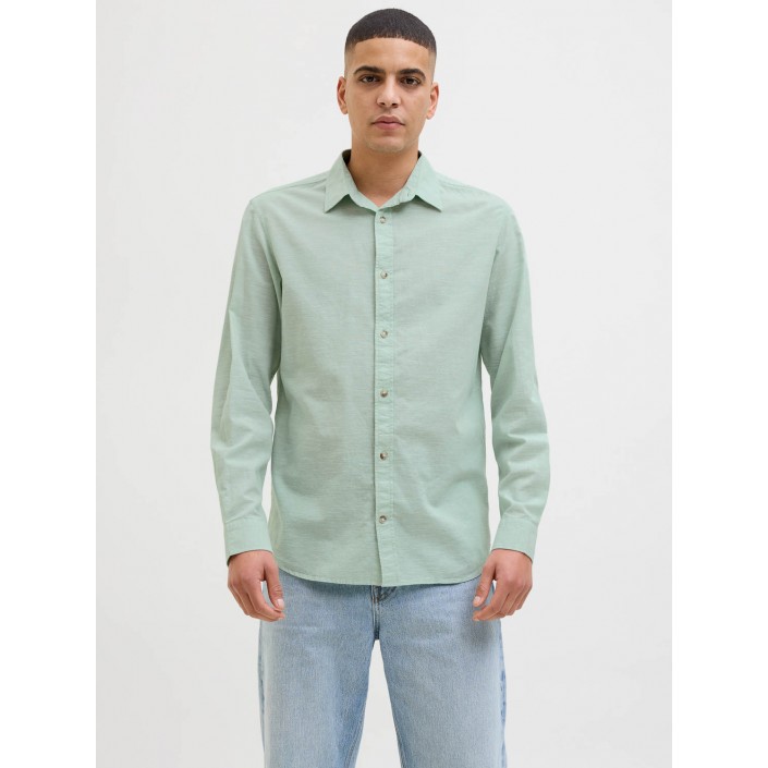 Jack & Jones:JACK&JONES ESSENTIALS JJESUMMER SHIRT LS SN Iceberg Green | Freewear JJESUMMER SHIRT LS SN - www.freewear.nl - Freewear