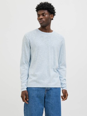 Jack & Jones:JACK&JONES ESSENTIALS JJESUMMER KNIT CREW NECK SN Chambray Blue/w. White | Freewear JJESUMMER KNIT CREW NECK SN - www.freewear.nl - Freewear