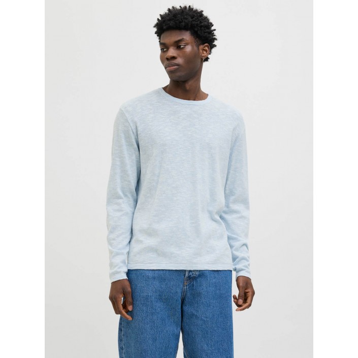 Jack & Jones:JACK&JONES ESSENTIALS JJESUMMER KNIT CREW NECK SN Chambray Blue/w. White | Freewear JJESUMMER KNIT CREW NECK SN - www.freewear.nl - Freewear