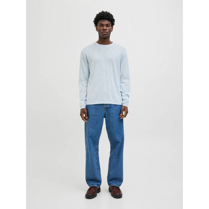 Jack & Jones:JACK&JONES ESSENTIALS JJESUMMER KNIT CREW NECK SN Chambray Blue/w. White | Freewear JJESUMMER KNIT CREW NECK SN - www.freewear.nl - Freewear