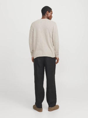 Jack & Jones:JACK&JONES ESSENTIALS JJESUMMER KNIT CREW NECK SN Crockery/w. White | Freewear JJESUMMER KNIT CREW NECK SN - www.freewear.nl - Freewear