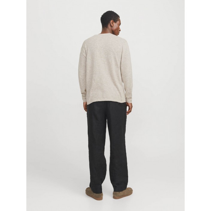 Jack & Jones:JACK&JONES ESSENTIALS JJESUMMER KNIT CREW NECK SN Crockery/w. White | Freewear JJESUMMER KNIT CREW NECK SN - www.freewear.nl - Freewear