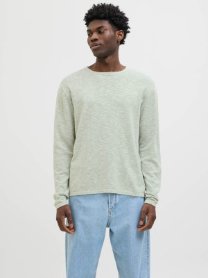 Jack & Jones:JACK&JONES ESSENTIALS JJESUMMER KNIT CREW NECK SN Iceberg Green/w. White | Freewear JJESUMMER KNIT CREW NECK SN - www.freewear.nl - Freewear