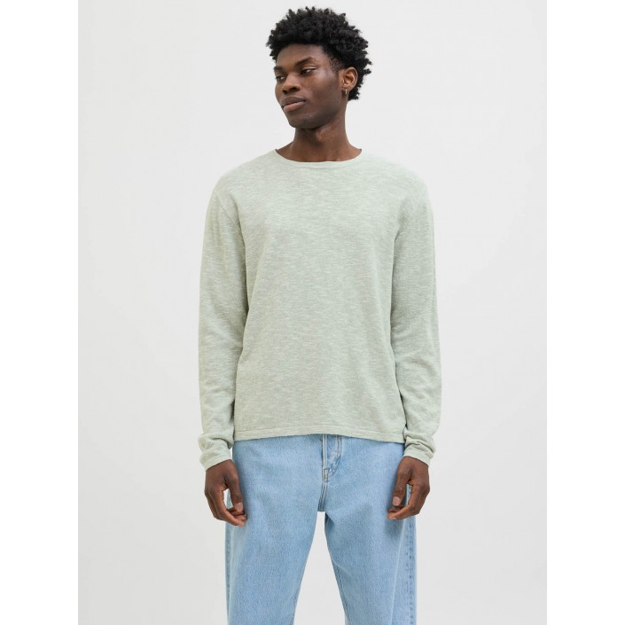 Jack & Jones:JACK&JONES ESSENTIALS JJESUMMER KNIT CREW NECK SN Iceberg Green/w. White | Freewear JJESUMMER KNIT CREW NECK SN - www.freewear.nl - Freewear