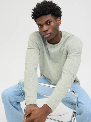 Jack & Jones:JACK&JONES ESSENTIALS JJESUMMER KNIT CREW NECK SN Iceberg Green/w. White | Freewear JJESUMMER KNIT CREW NECK SN - www.freewear.nl - Freewear
