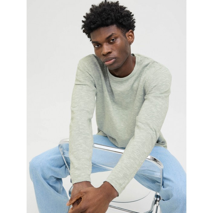 Jack & Jones:JACK&JONES ESSENTIALS JJESUMMER KNIT CREW NECK SN Iceberg Green/w. White | Freewear JJESUMMER KNIT CREW NECK SN - www.freewear.nl - Freewear