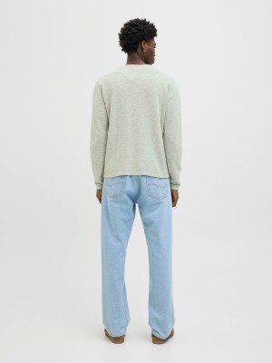 Jack & Jones:JACK&JONES ESSENTIALS JJESUMMER KNIT CREW NECK SN Iceberg Green/w. White | Freewear JJESUMMER KNIT CREW NECK SN - www.freewear.nl - Freewear