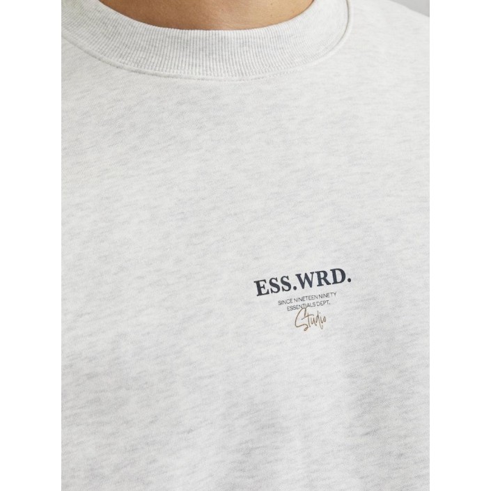 Jack & Jones:JACK&JONES ESSENTIALS JJEURBAN EDGE STUDIO SWEAT CREW NOO: White Melange | Freewear JJEURBAN EDGE STUDIO SWEAT CREW NOO: - www.freewear.nl - Freewear