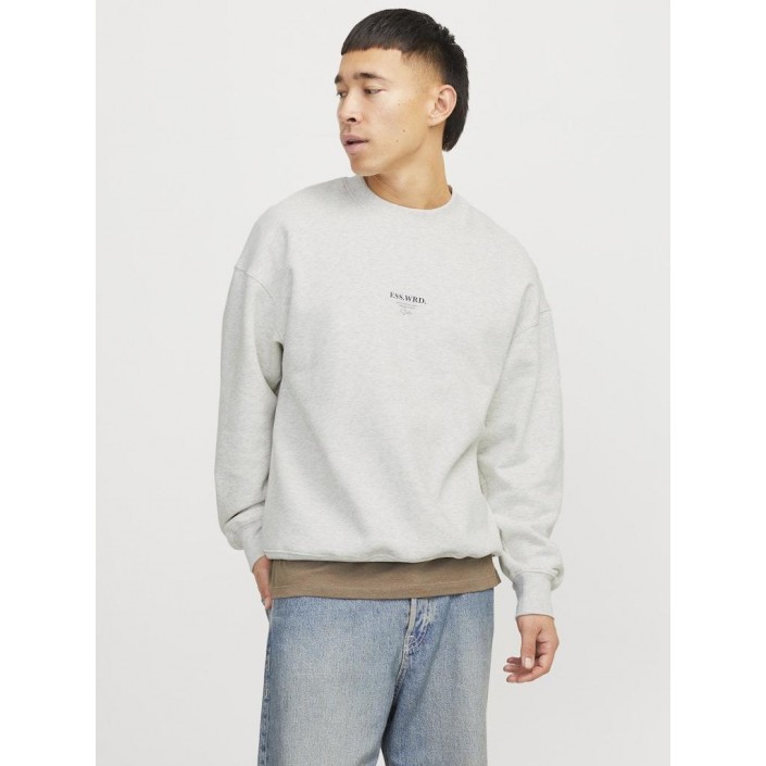 Jack & Jones:JACK&JONES ESSENTIALS JJEURBAN EDGE STUDIO SWEAT CREW NOO: White Melange | Freewear JJEURBAN EDGE STUDIO SWEAT CREW NOO: - www.freewear.nl - Freewear