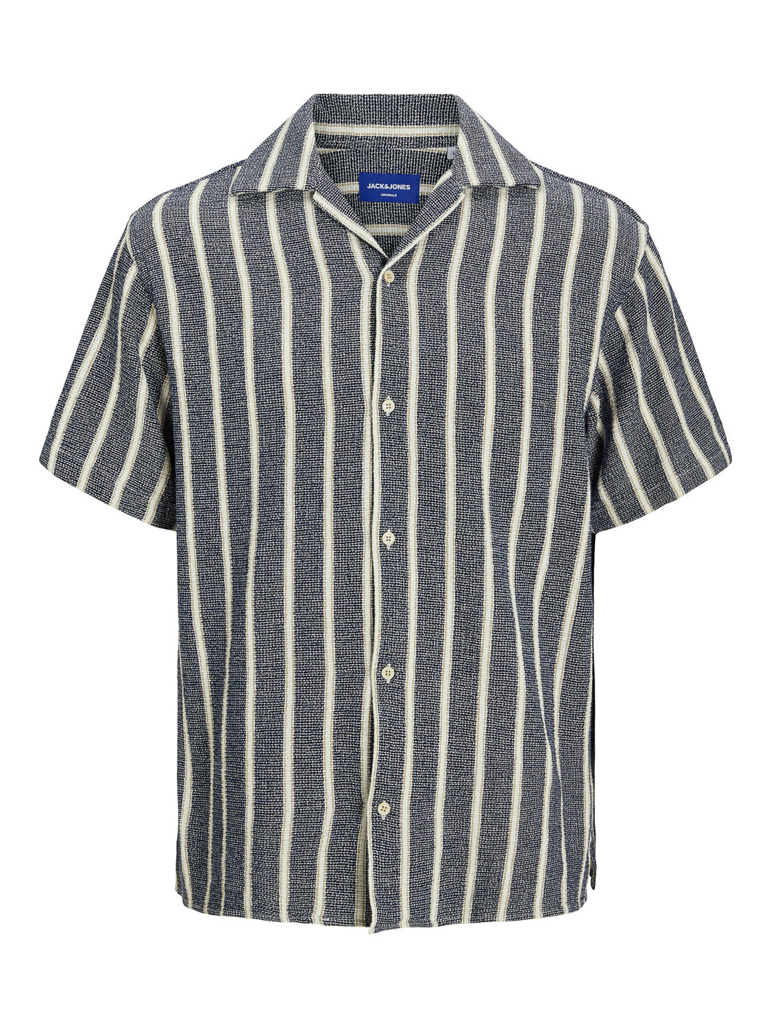 Jack & Jones Overhemd Jorcoba Stripe Resort Shirt Ss Sn 12271060 Ocean Cavern Mannen Maat - S