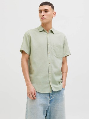 JACK&JONES ORIGINALS JORVARENNA DOBBY SHIRT SS Celadon Tint | Freewear JORVARENNA DOBBY SHIRT SS - www.freewear.nl - Freewear