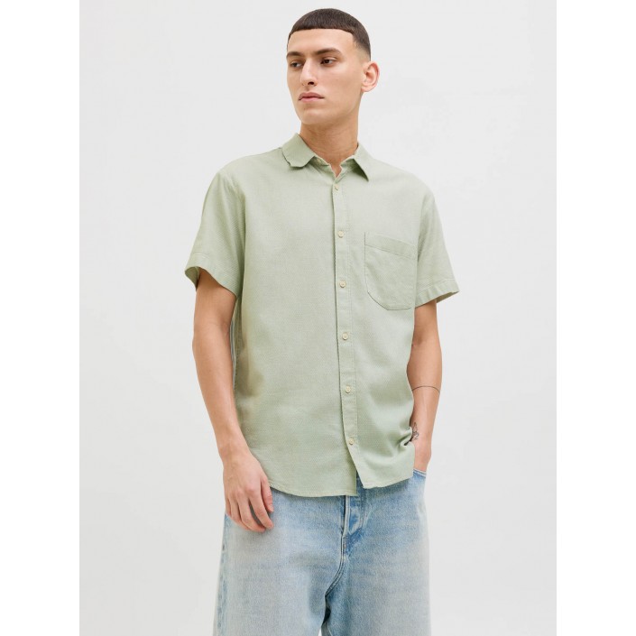 JACK&JONES ORIGINALS JORVARENNA DOBBY SHIRT SS Celadon Tint | Freewear JORVARENNA DOBBY SHIRT SS - www.freewear.nl - Freewear