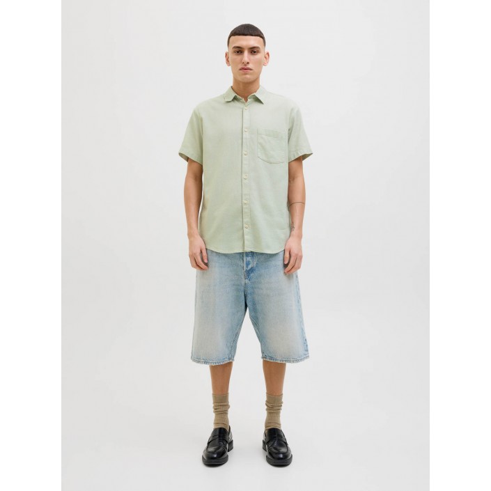 JACK&JONES ORIGINALS JORVARENNA DOBBY SHIRT SS Celadon Tint | Freewear JORVARENNA DOBBY SHIRT SS - www.freewear.nl - Freewear