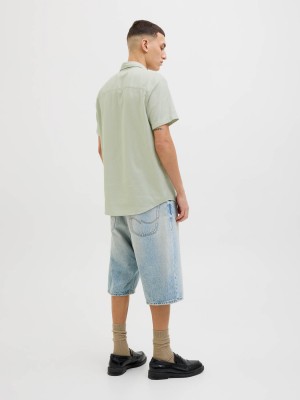 JACK&JONES ORIGINALS JORVARENNA DOBBY SHIRT SS Celadon Tint | Freewear JORVARENNA DOBBY SHIRT SS - www.freewear.nl - Freewear