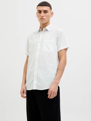JACK&JONES ORIGINALS JORVARENNA DOBBY SHIRT SS Cloud Dancer | Freewear JORVARENNA DOBBY SHIRT SS - www.freewear.nl - Freewear