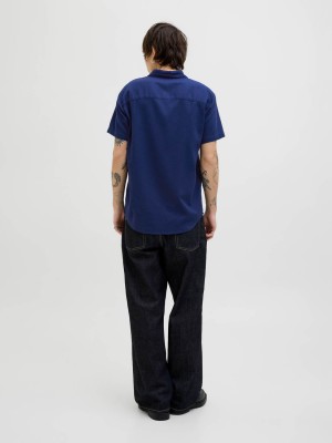 JACK&JONES ORIGINALS JORVARENNA DOBBY SHIRT SS Ocean Cavern | Freewear JORVARENNA DOBBY SHIRT SS - www.freewear.nl - Freewear