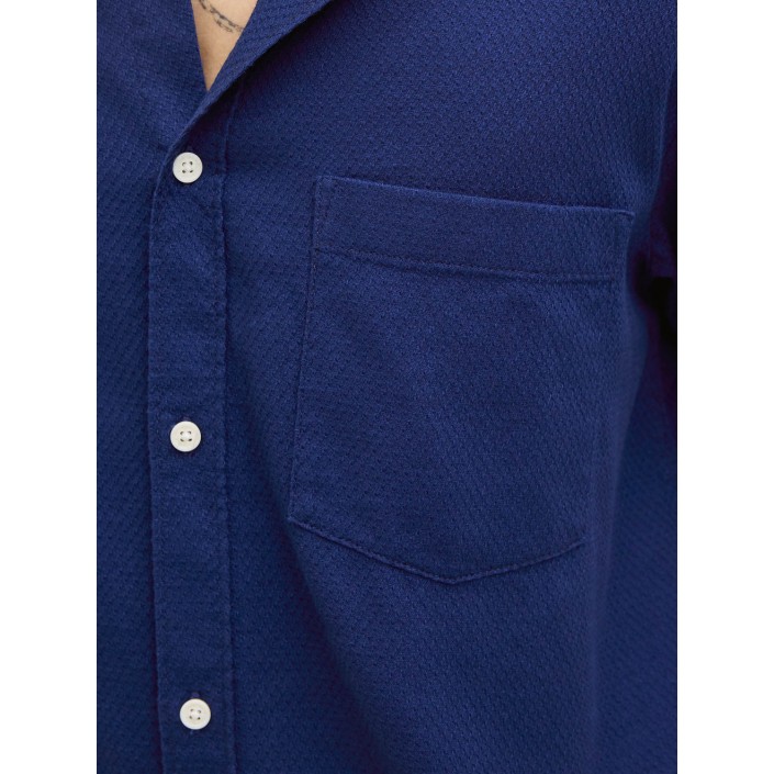 JACK&JONES ORIGINALS JORVARENNA DOBBY SHIRT SS Ocean Cavern | Freewear JORVARENNA DOBBY SHIRT SS - www.freewear.nl - Freewear