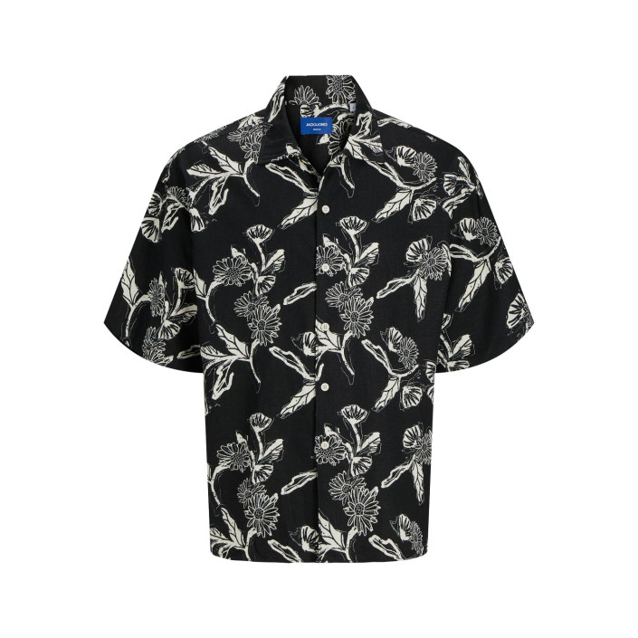 JACK&JONES ORIGINALS JORPAROS AOP OVERSIZED SHIRT SS Black | Freewear JORPAROS AOP OVERSIZED SHIRT SS - www.freewear.nl - Freewear