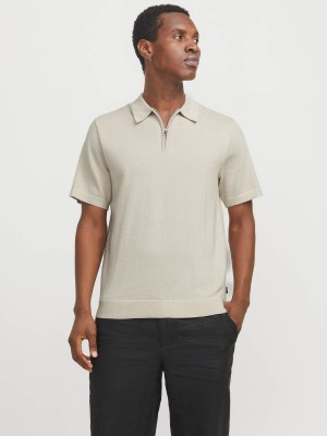 JACK%JONES PREMIUM JPRBLAMILANO SPRING KNIT POLO SS SN Silver Lining | Freewear JPRBLAMILANO SPRING KNIT POLO SS SN - www.freewear.nl - Freewear