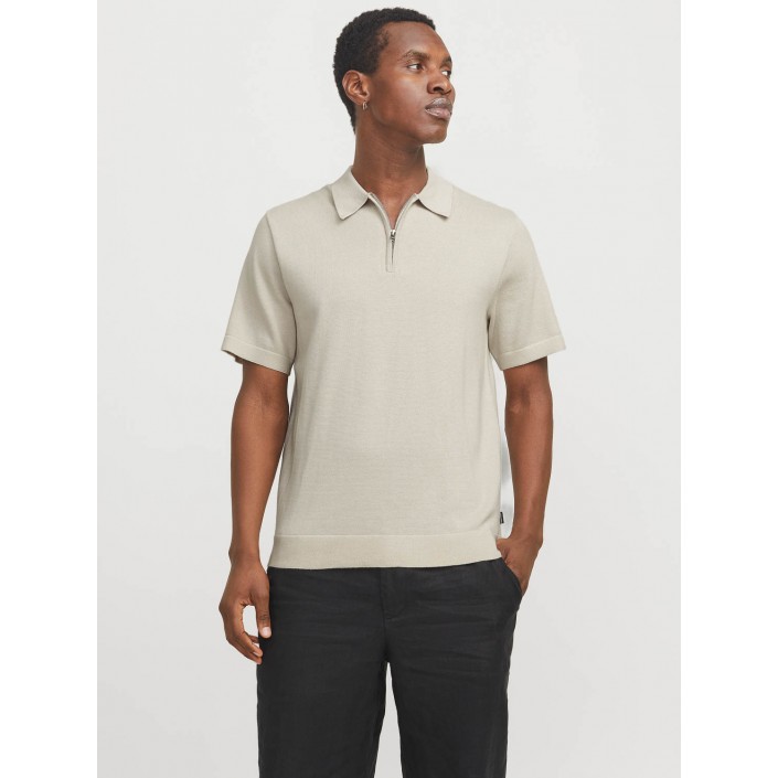 JACK%JONES PREMIUM JPRBLAMILANO SPRING KNIT POLO SS SN Silver Lining | Freewear JPRBLAMILANO SPRING KNIT POLO SS SN - www.freewear.nl - Freewear