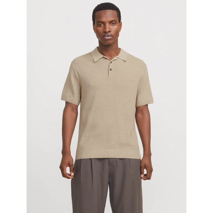 JACK%JONES PREMIUM JPRCCCOOPER KNIT POLO SS SN Greige | Freewear JPRCCCOOPER KNIT POLO SS SN - www.freewear.nl - Freewear