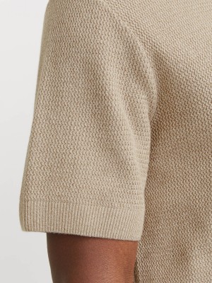 JACK%JONES PREMIUM JPRCCCOOPER KNIT POLO SS SN Greige | Freewear JPRCCCOOPER KNIT POLO SS SN - www.freewear.nl - Freewear