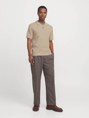 JACK%JONES PREMIUM JPRCCCOOPER KNIT POLO SS SN Greige | Freewear JPRCCCOOPER KNIT POLO SS SN - www.freewear.nl - Freewear