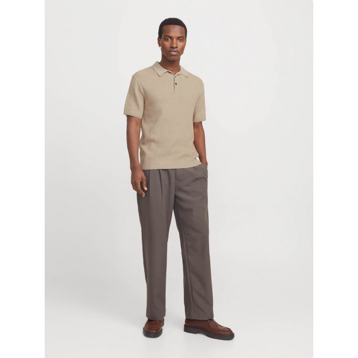 JACK%JONES PREMIUM JPRCCCOOPER KNIT POLO SS SN Greige | Freewear JPRCCCOOPER KNIT POLO SS SN - www.freewear.nl - Freewear