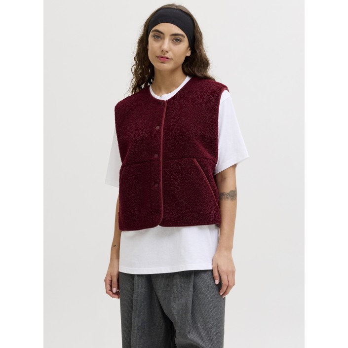 JACK&JONES ORIGINALS JXVERA TEDDY VEST OTW SN Cabernet | Freewear JXVERA TEDDY VEST OTW SN - www.freewear.nl - Freewear