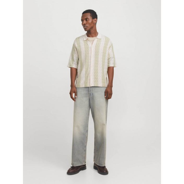 JACK&JONES ORIGINALS JORTYLER KNIT SS POLO SN Sea Salt/Celadon tint | Freewear JORTYLER KNIT SS POLO SN - www.freewear.nl - Freewear